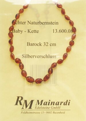 MAINARDI Natur Bernstein 32cm Barock Silberverschl